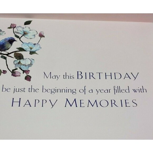 New Beginnings Happy Birthday Card – Black with Blue Bird and Floral Design - Picture 7 of 9